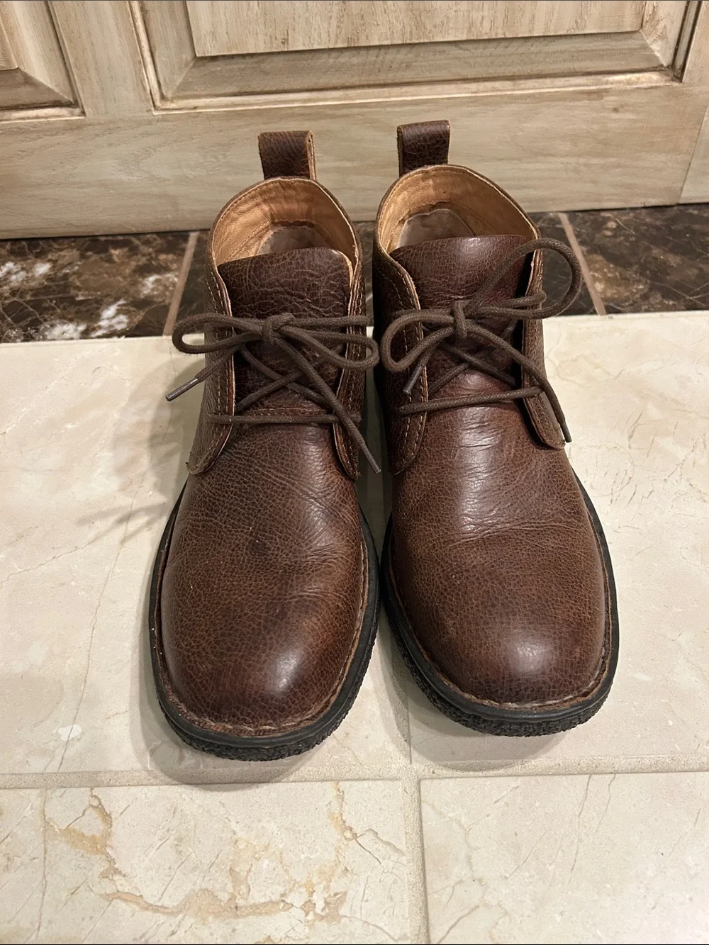 Born Brown Leather Chukka Boots with Lace-Up